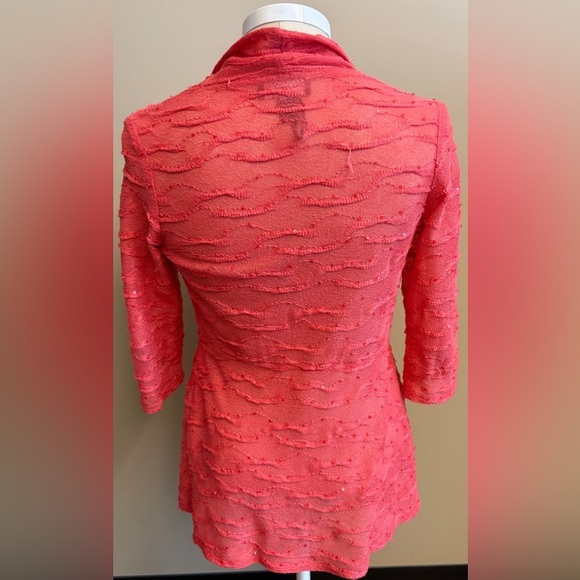 Frank Lyman Design Pink Sparkle Textured Drapey Open Cardigan women's size Small - Picture 5 of 9